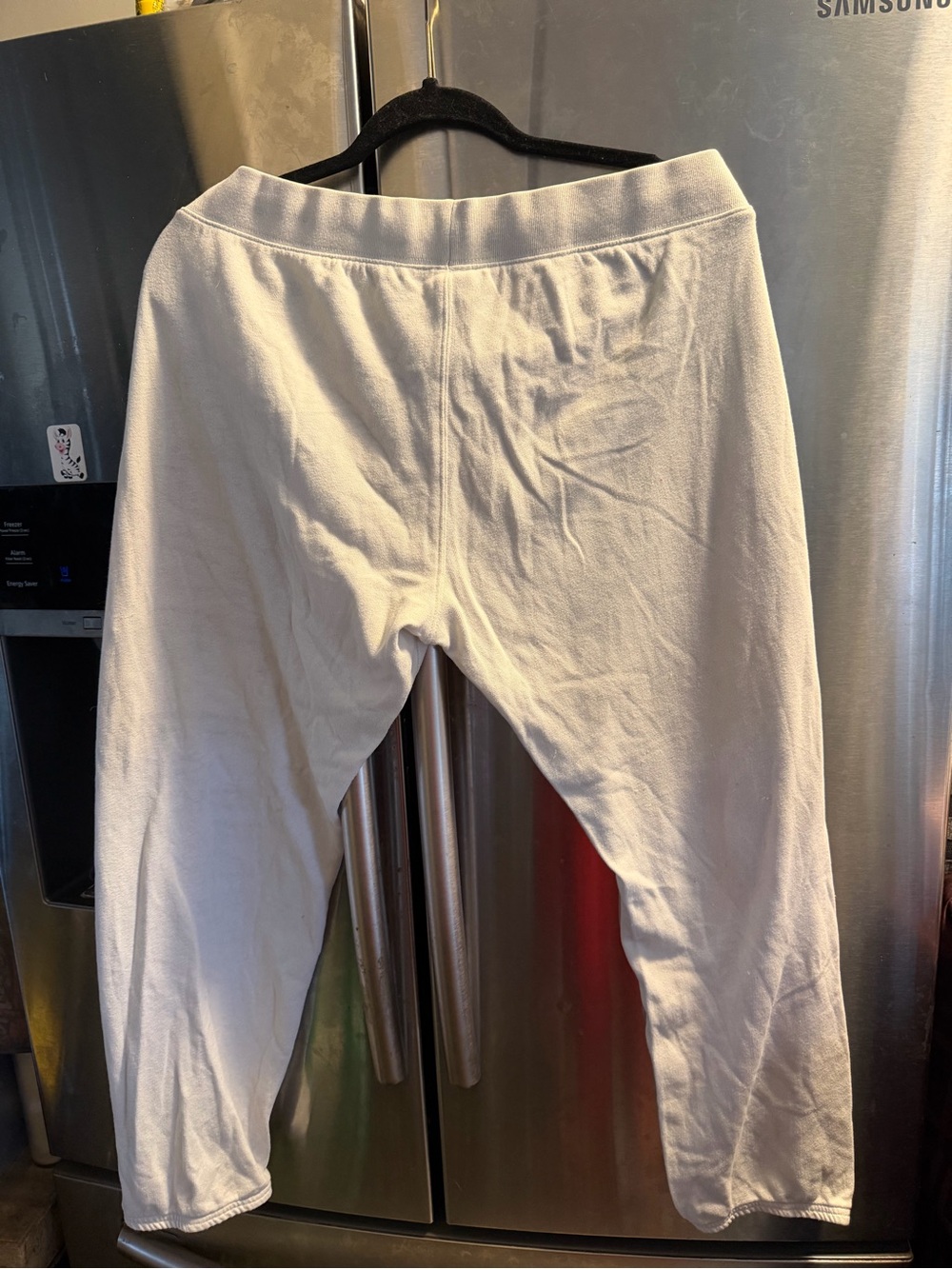 Victoria's Secret White Track Joggers with Black 'LOVE PINK' Logo - Picture 2 of 7